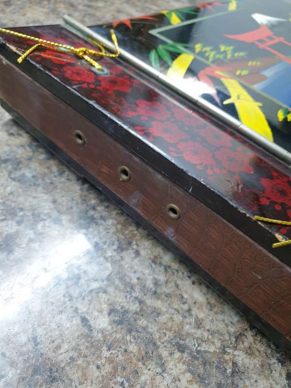 Japan Lacquer Album MOP Inlay Hand Painted Wood Vtg1950's  | MUSICAL |