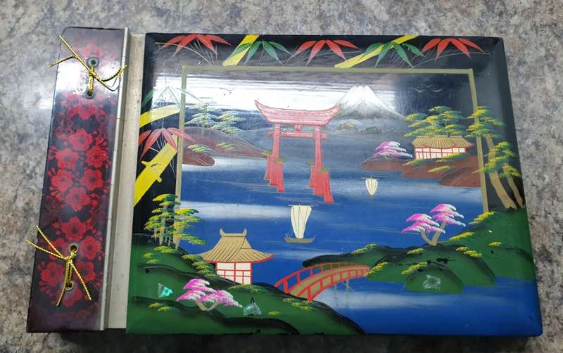 Japan Lacquer Album MOP Inlay Hand Painted Wood Vtg1950's  | MUSICAL |