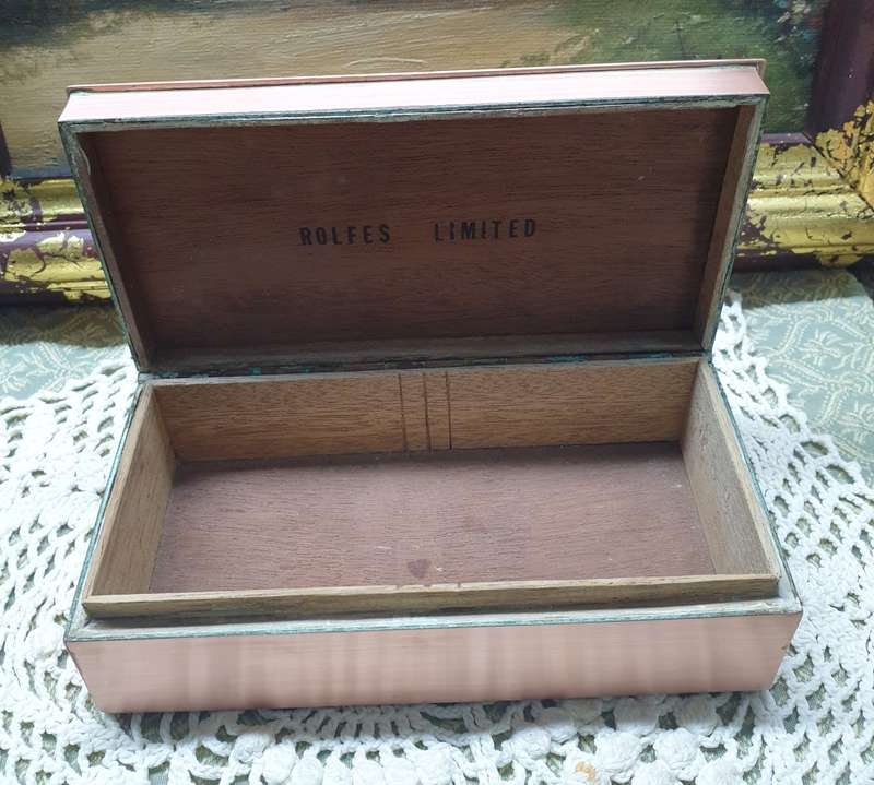 Copper & Wood Cigarette Box Made In Rhodesia