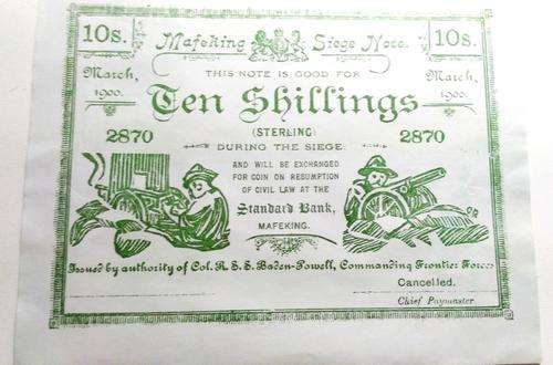 MAFEKING SIEGE NOTE TEN(TEN SHILLING) 1900