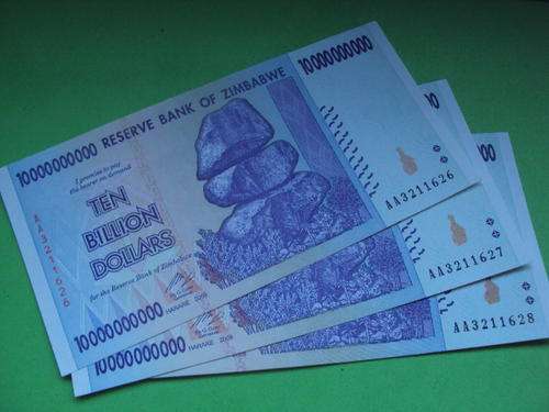 Uncirculated 10 Billion Dollars Notes Zimbabwe