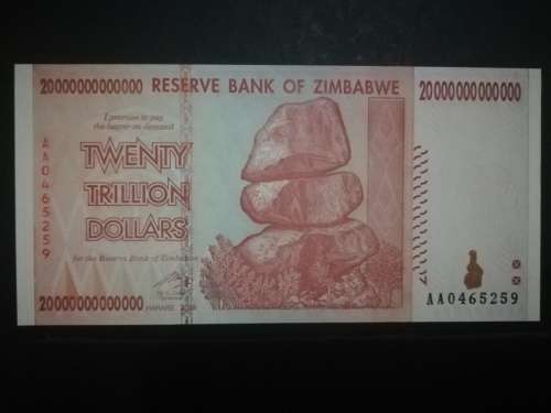 Uncirculated Ten, Twenty, Fifty Trillion Dollars Zimbabwe