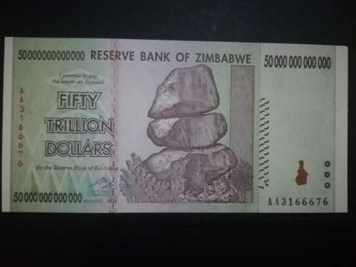 Uncirculated Ten, Twenty, Fifty Trillion Dollars Zimbabwe