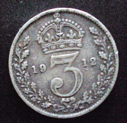 1912 Silver British 3 pence