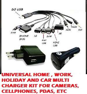 Universal Cellphone USB Multi Charger Adapter Cable Kit for home, office and cars