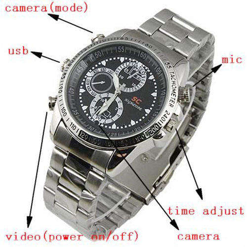 Full Metal Steel Belt HD Waterproof 8GB Spy Watch DVR Video Pinhole Hidden Camera Camcorder