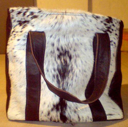 Genuine Leather bags - Shopper bag  with Nguni inset