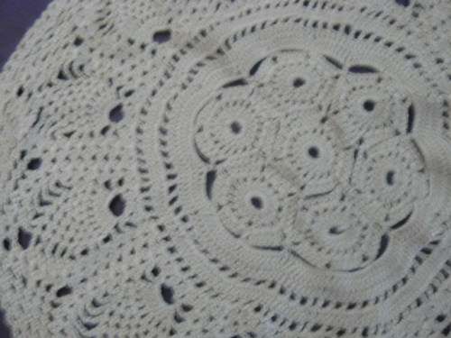 HAND CROCHETED CREAM DOILIE 37 CM