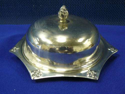 EPNS BUTTER DISH WITH GLASS INNER