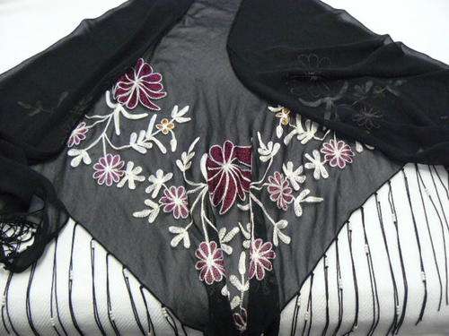 VINTAGE LIKE SHAWL WITH BEADDWORK AND EMBROIDERY