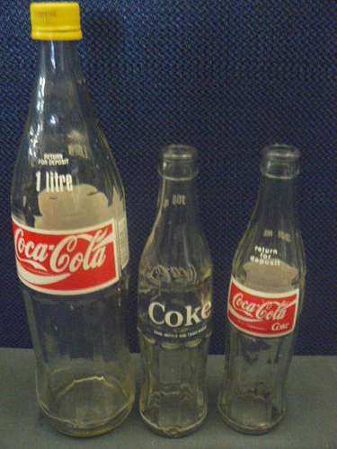 3 X COKE BOTTLES GLASS
