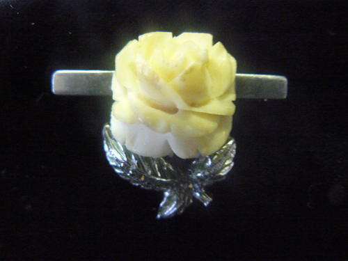 MARCAZITE AND BONE BROOCH ROSE