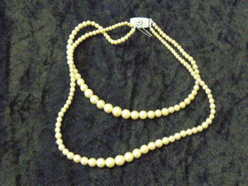 PEARL NECKLACE DOUBLE STRAND VINTAGE CLASP