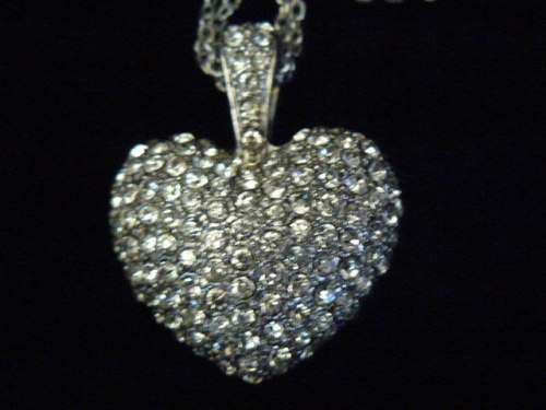 SILVER TONE HEART NECKLACE AND PENDANT
