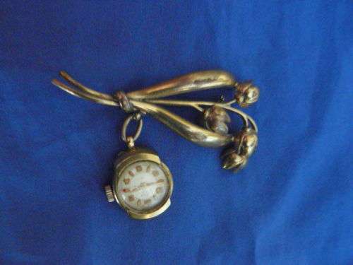 WORKING GOLD PLATED TOP QUALITY AVIA-BROOCH-WATCH HAND WIND
