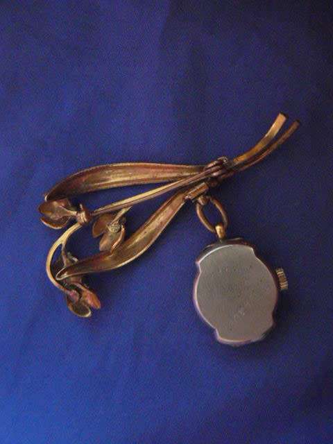 WORKING GOLD PLATED TOP QUALITY AVIA-BROOCH-WATCH HAND WIND