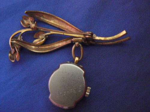 WORKING GOLD PLATED TOP QUALITY AVIA-BROOCH-WATCH HAND WIND