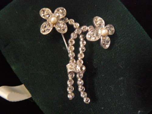 MARCAZITE FLOWER BROOCH