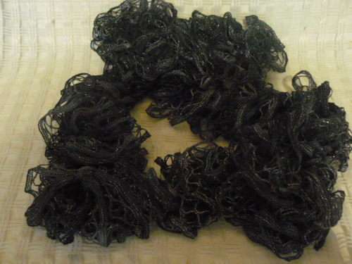 BLACK SCARVE WITH SILVER THREAD
