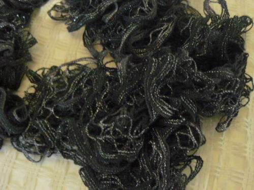 BLACK SCARVE WITH SILVER THREAD