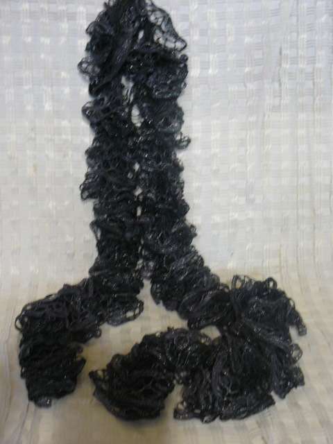BLACK SCARVE WITH SILVER THREAD