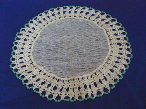 JUG COVER NET AND VINTAGE COTTON WITH GREEN BEADS 29 CM PRETTY