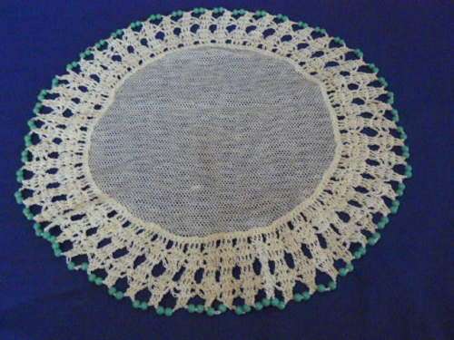 JUG COVER NET AND VINTAGE COTTON WITH GREEN BEADS 29 CM PRETTY