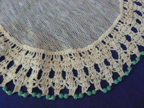JUG COVER NET AND VINTAGE COTTON WITH GREEN BEADS 29 CM PRETTY