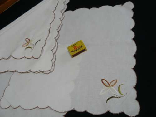 VINTAGE COTTON EMBROIDERED CLOTHS X 6 REDUCED