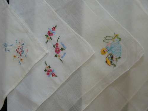 VINTAGE COTTON EMBROIDERED HANKIES LOVELY FINE