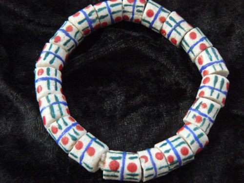 BAKED CEDI BEADS FROM GHANA BRACELET ADJUSTABLE - BAKED BEADS