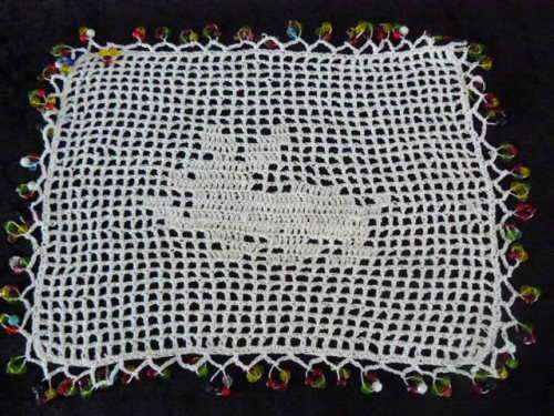 HAND CROCHETED COTTON BEADED DOLLIE BUNNY
