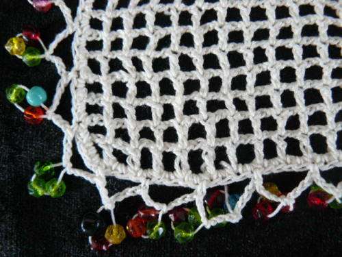 HAND CROCHETED COTTON BEADED DOLLIE BUNNY
