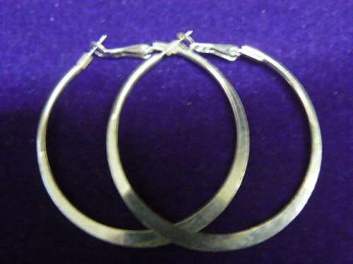 LARGE HOOP SILVER TONNED EARRINGS 5 CM