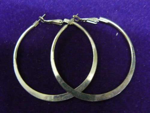 LARGE HOOP SILVER TONNED EARRINGS 5 CM