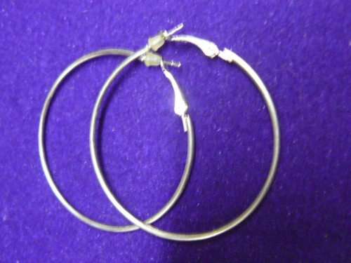LARGE HOOP SILVER TONNED EARRINGS 5 CM