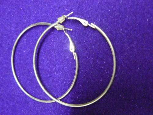 LARGE HOOP SILVER TONNED EARRINGS 5 CM