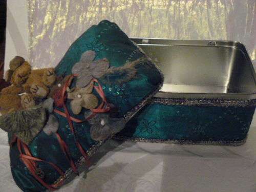 VERY CUTE DECORATED TIN WITH TEDDYS