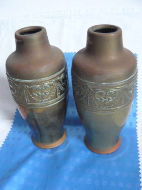 PAIR OF BRASS VASES