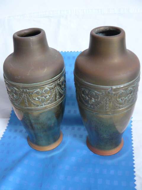 PAIR OF BRASS VASES