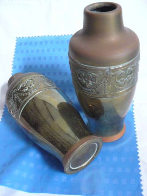PAIR OF BRASS VASES