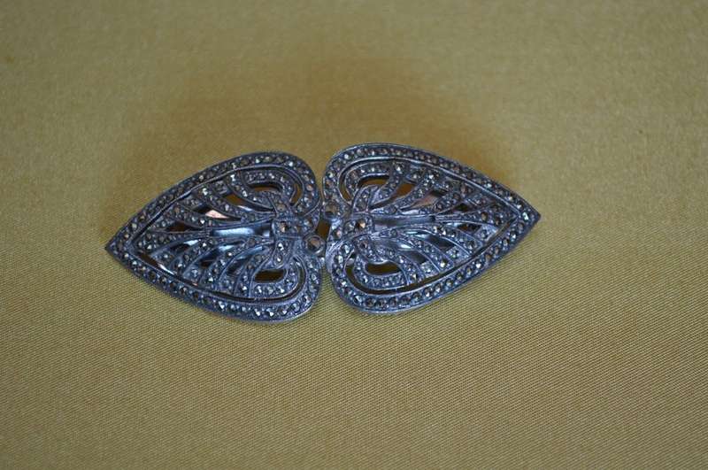 Vintage Marcasite and steel shoe clips/ fur clips STUNNING