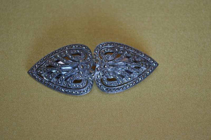 Vintage Marcasite and steel shoe clips/ fur clips STUNNING