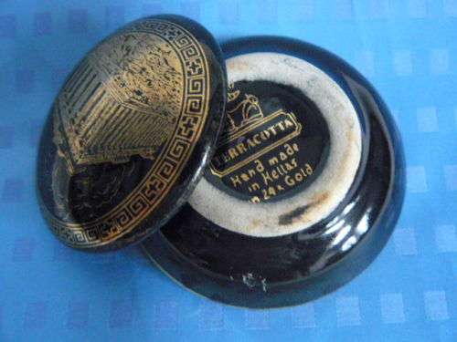 TERRACOTTA HAND MADE IN HELLAS IN 24 CT GOLD PERFUME COMPACT