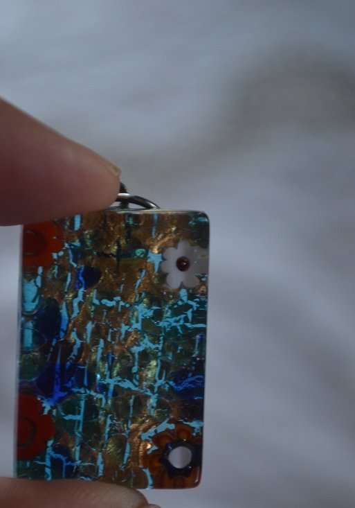 GlassOfVenice Murano Glass Venetian Reflections Rectangular Pendant