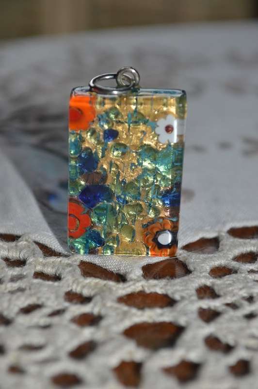 GlassOfVenice Murano Glass Venetian Reflections Rectangular Pendant