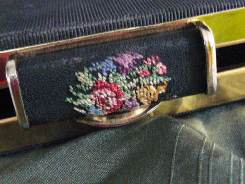 PETIT POINT CLUTCH BAG AND SILK HANKIE