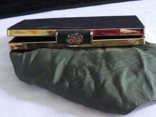 PETIT POINT CLUTCH BAG AND SILK HANKIE