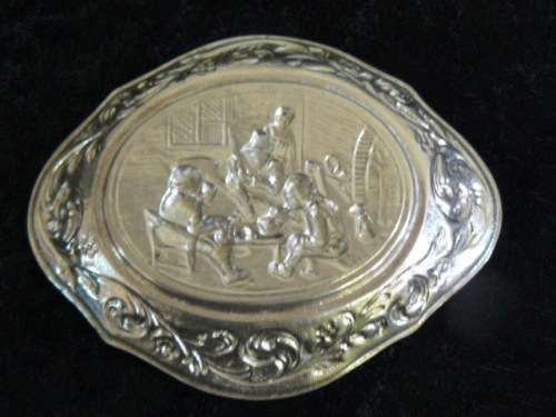 DETAILED SILVER TONED METAL WARE PIN DISH