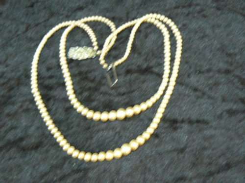DOUBLE STRAND FOUX PEARL NECKLACE, NICE CLASP 40 CM